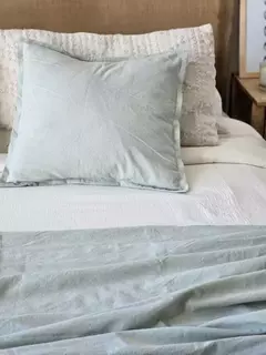 Funda de almohadon tussor verde malva (2 medidas)